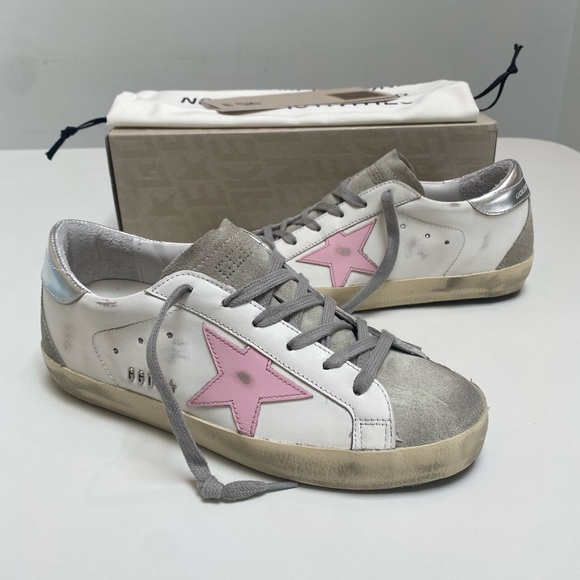 Golden Goose Superstar Sneaker White Leather/Ice/Orchid Pink sz 37 New in Box - Picture 8 of 13